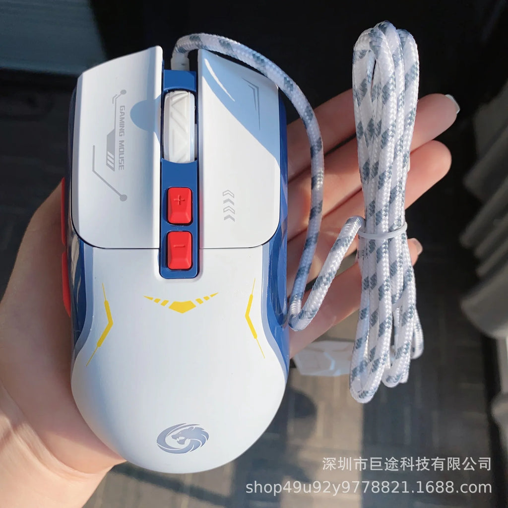 Mechanoid-style Wired Gaming Mouse - Macro Programming RGB Glowing FPS Gaming Computer Universal Audio-Enabled E-sports Mouse